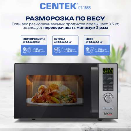 Микроволновая печь CENTEK CT-1588 900Вт 25л 8 режимов «Мультиповар» быстрая разморозка