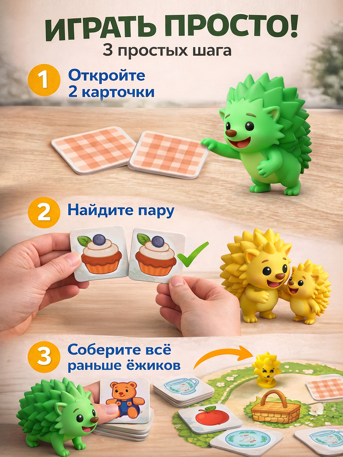 Настольная игра OneLab Мемори Лапки Прочь! - фото 2
