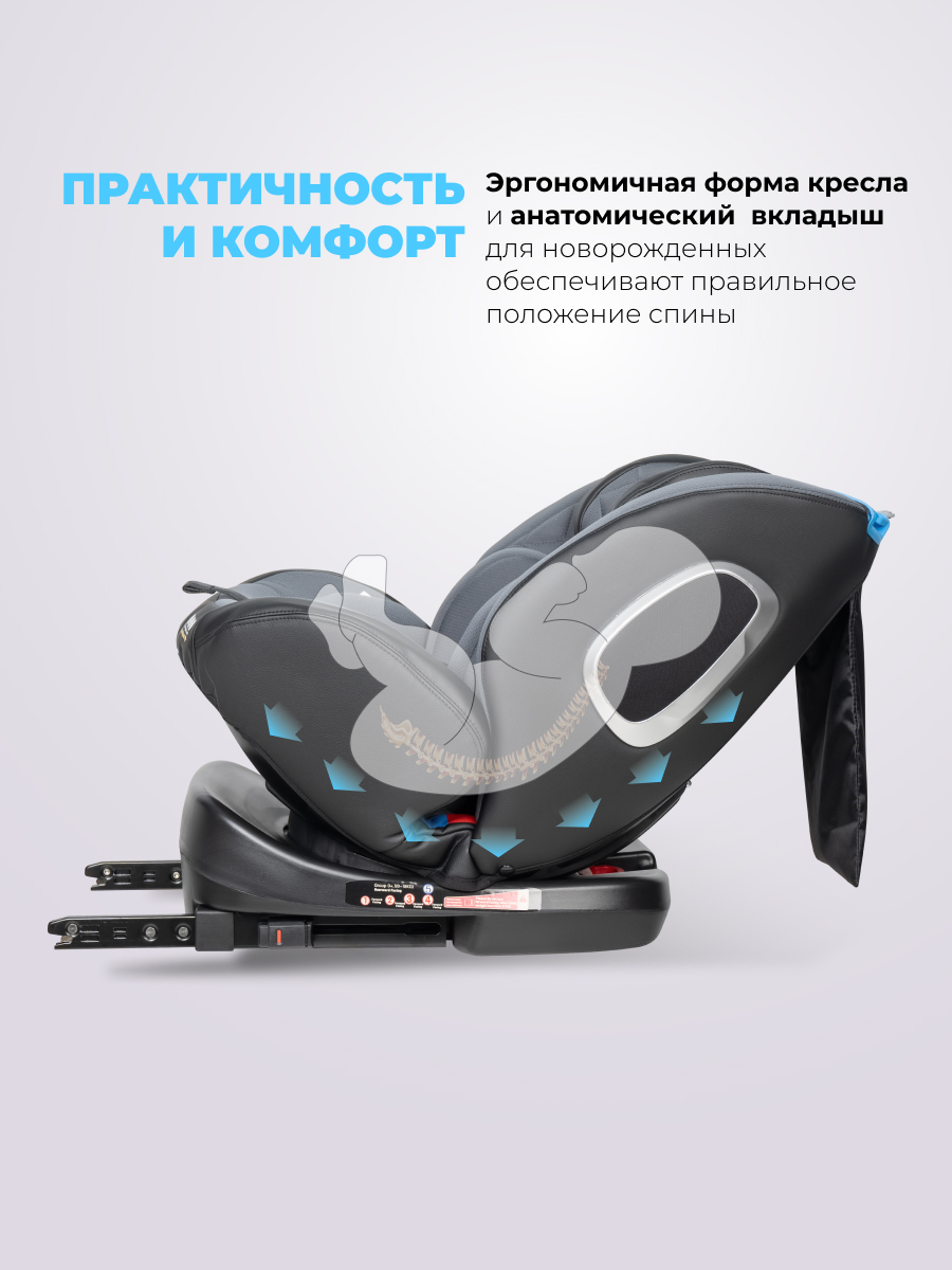 Автокресло Farfello YB102A Isofix 0+/1/2/3 (0-36 кг) серый - фото 3