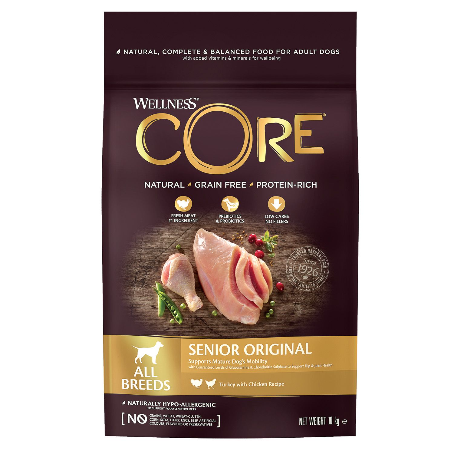 Корм для собак Wellness CORE пожилых всех пород индейка курица 10кг - фото 1