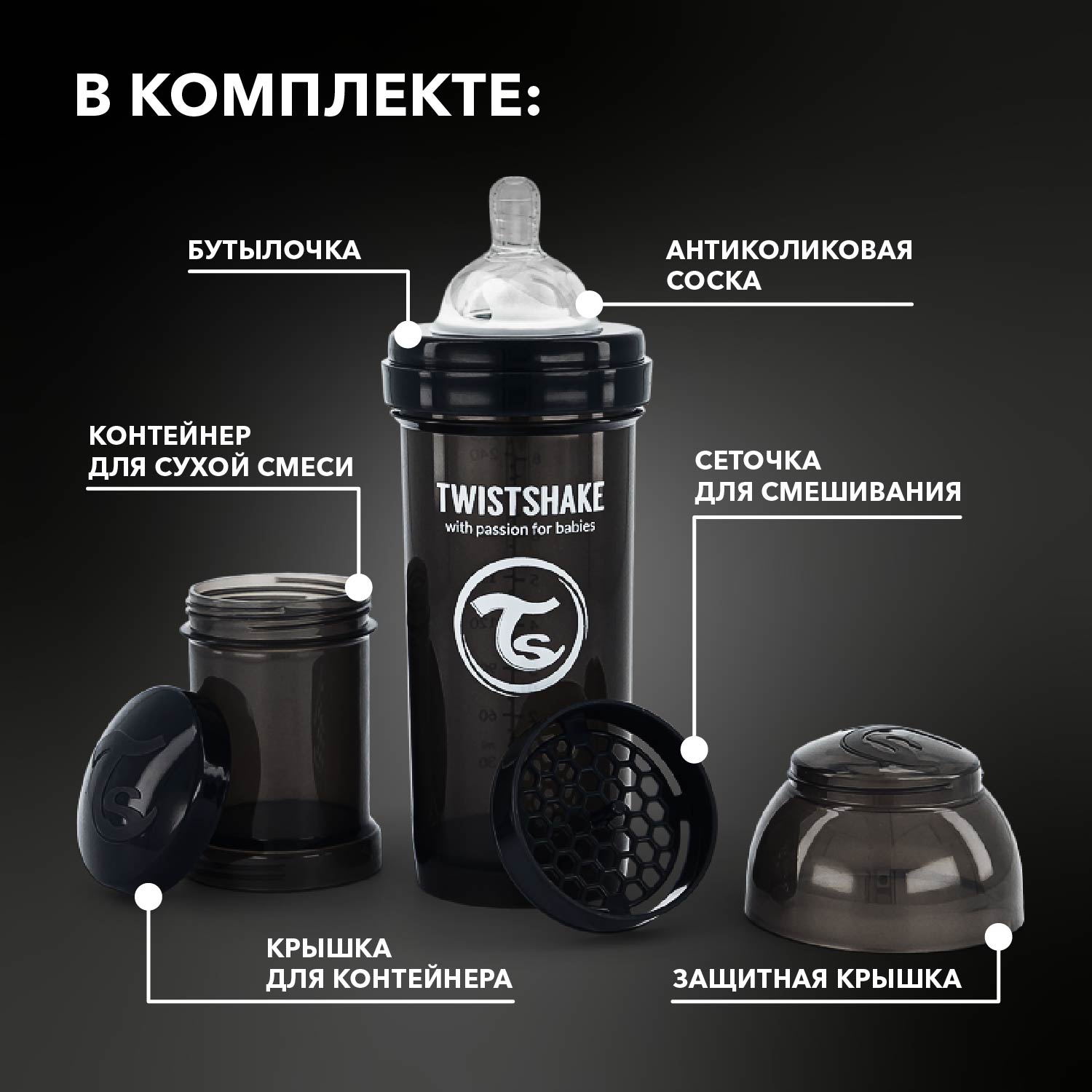 Бутылочка Twistshake Anti-Colic 260 мл 1 шт. - фото 2