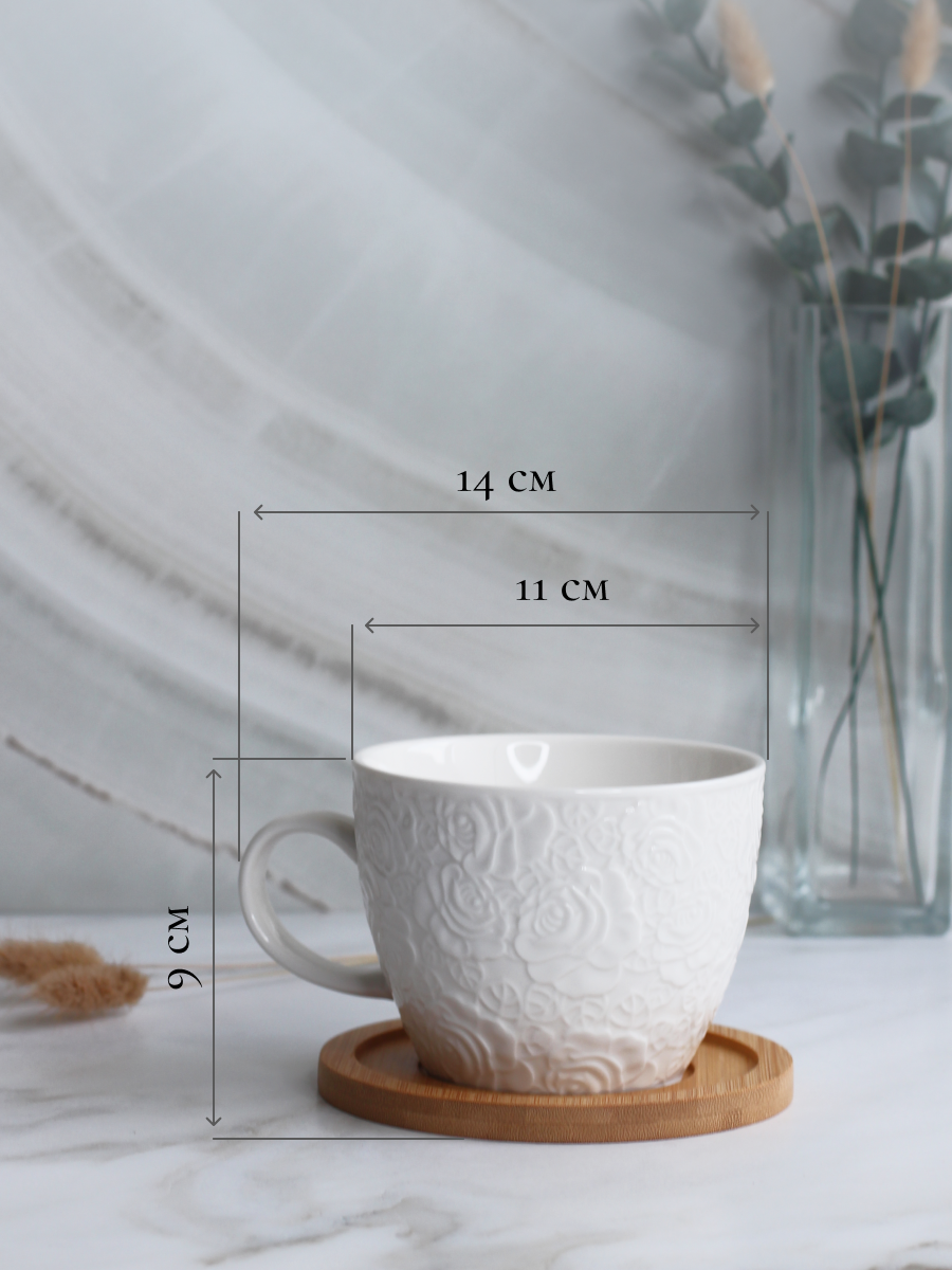 Кружка фарфоровая Balsford большая 450 мл белая на подставке - фото 4