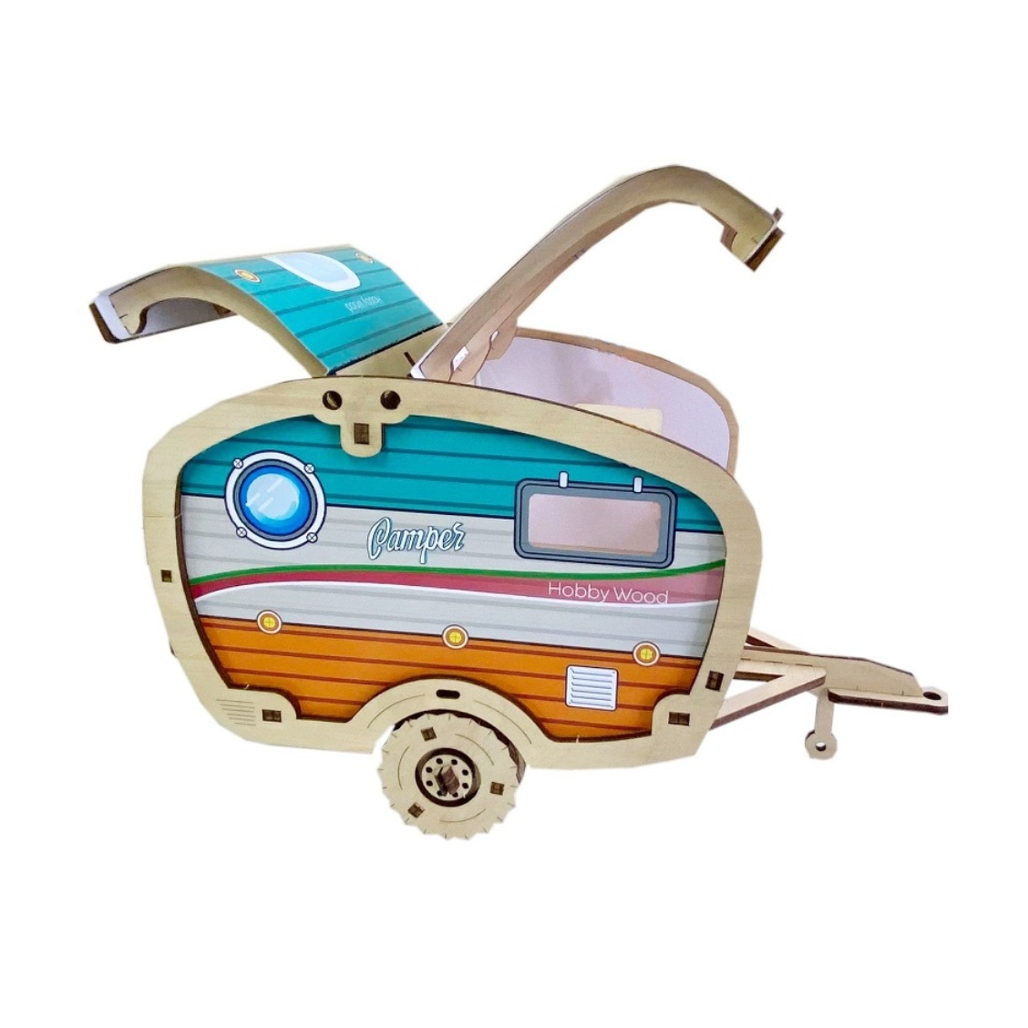 Конструктор HobbyWood Прицеп кемпер деревянный - фото 6