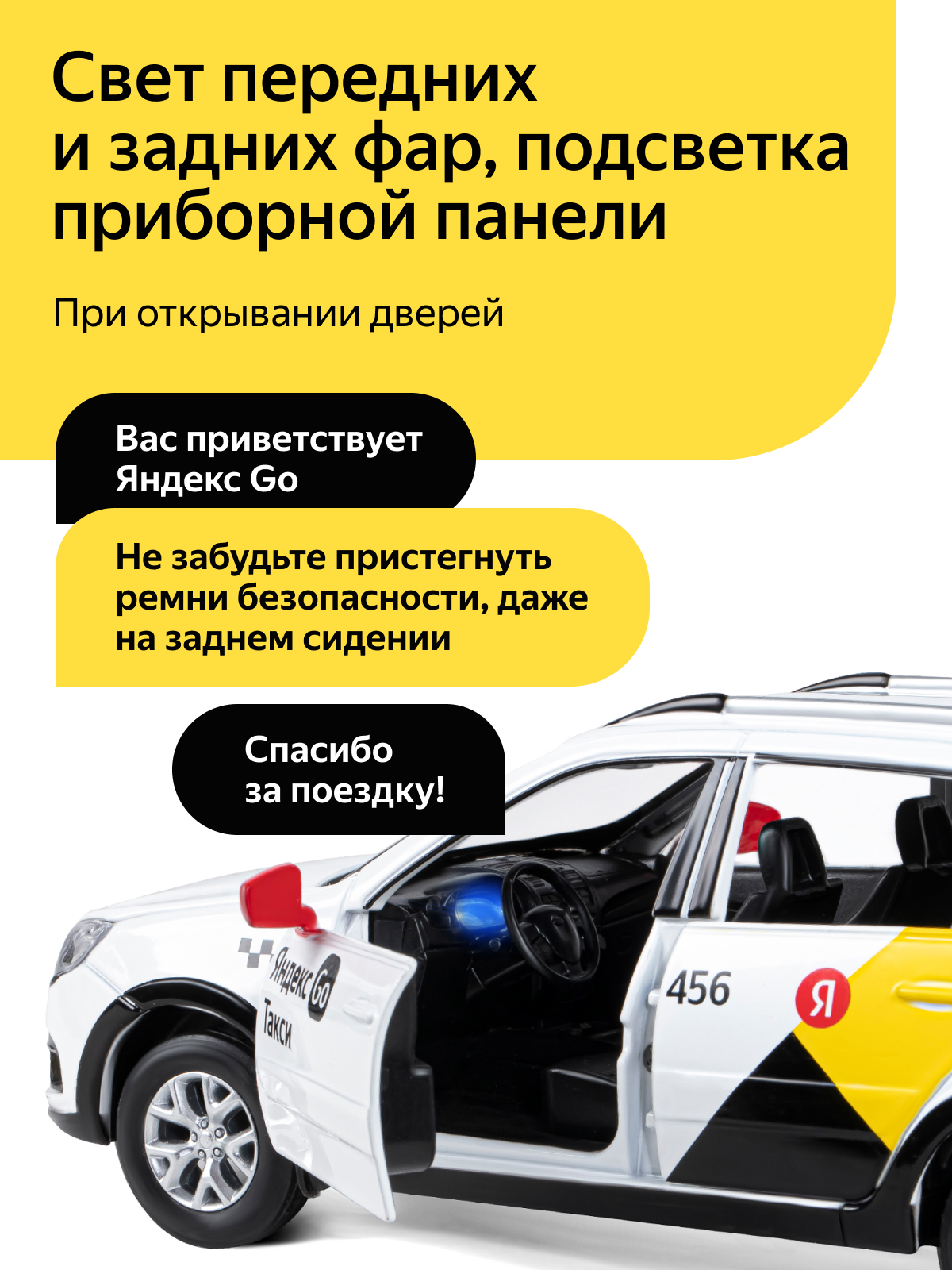 Автомобиль Яндекс GO LADA Granta Такси озвучено Алисой 1:24 JB1251346/Яндекс GO - фото 3
