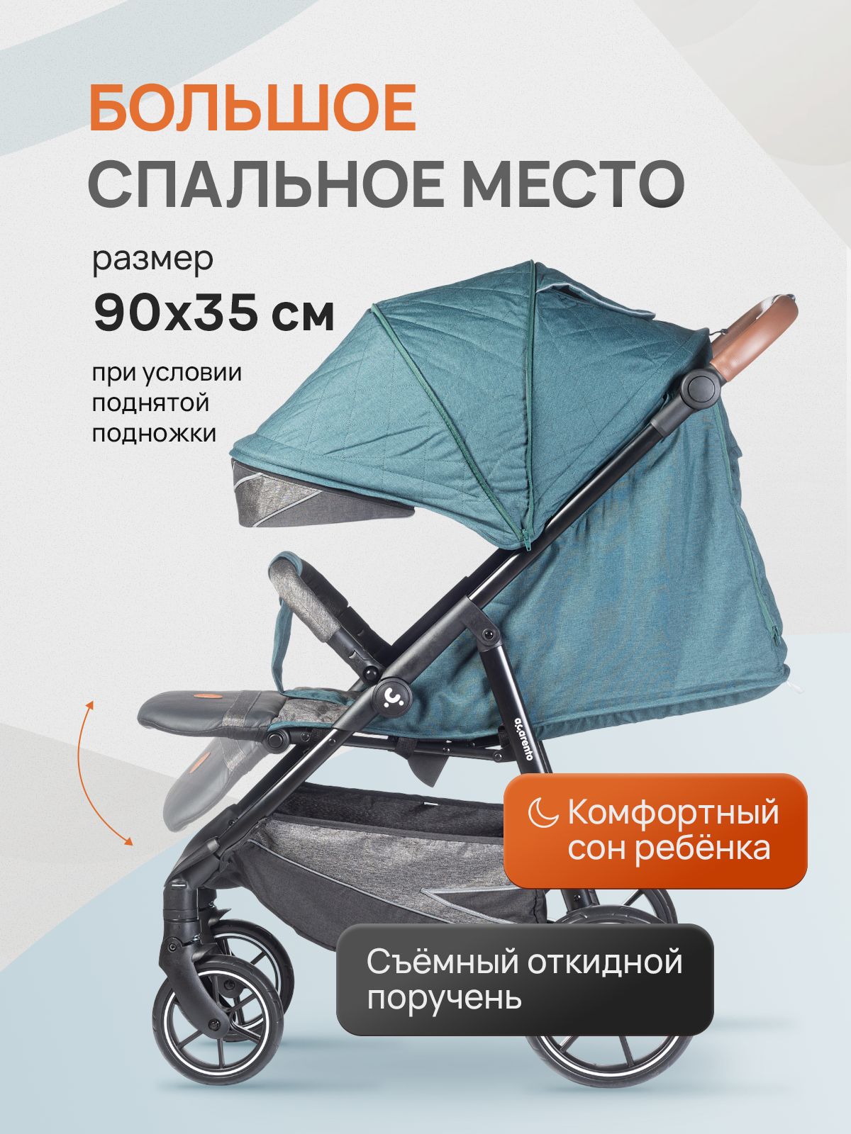 Коляска прогулочная Acarento бирюзовый - фото 4