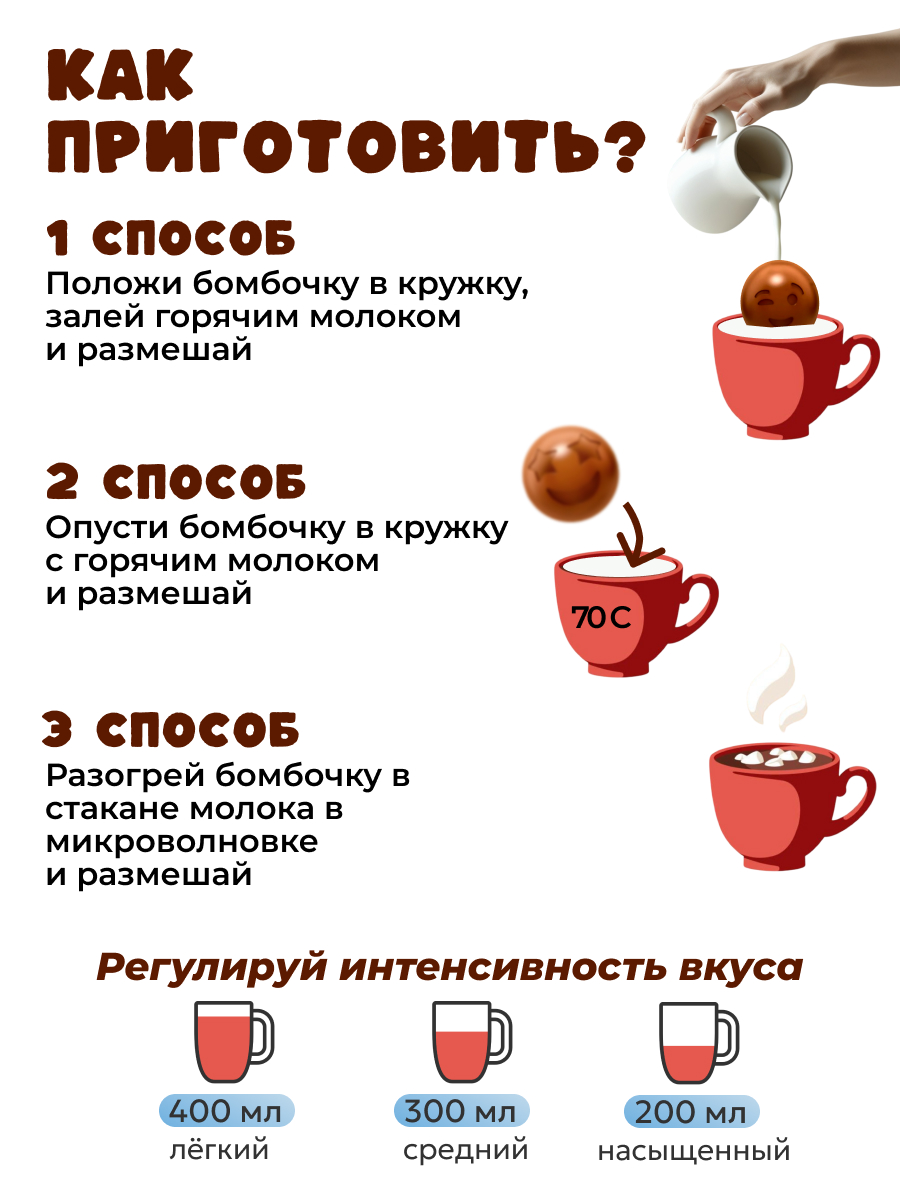 Шоколадные бомбочки Бомбическое какао набор 6 шт - фото 3