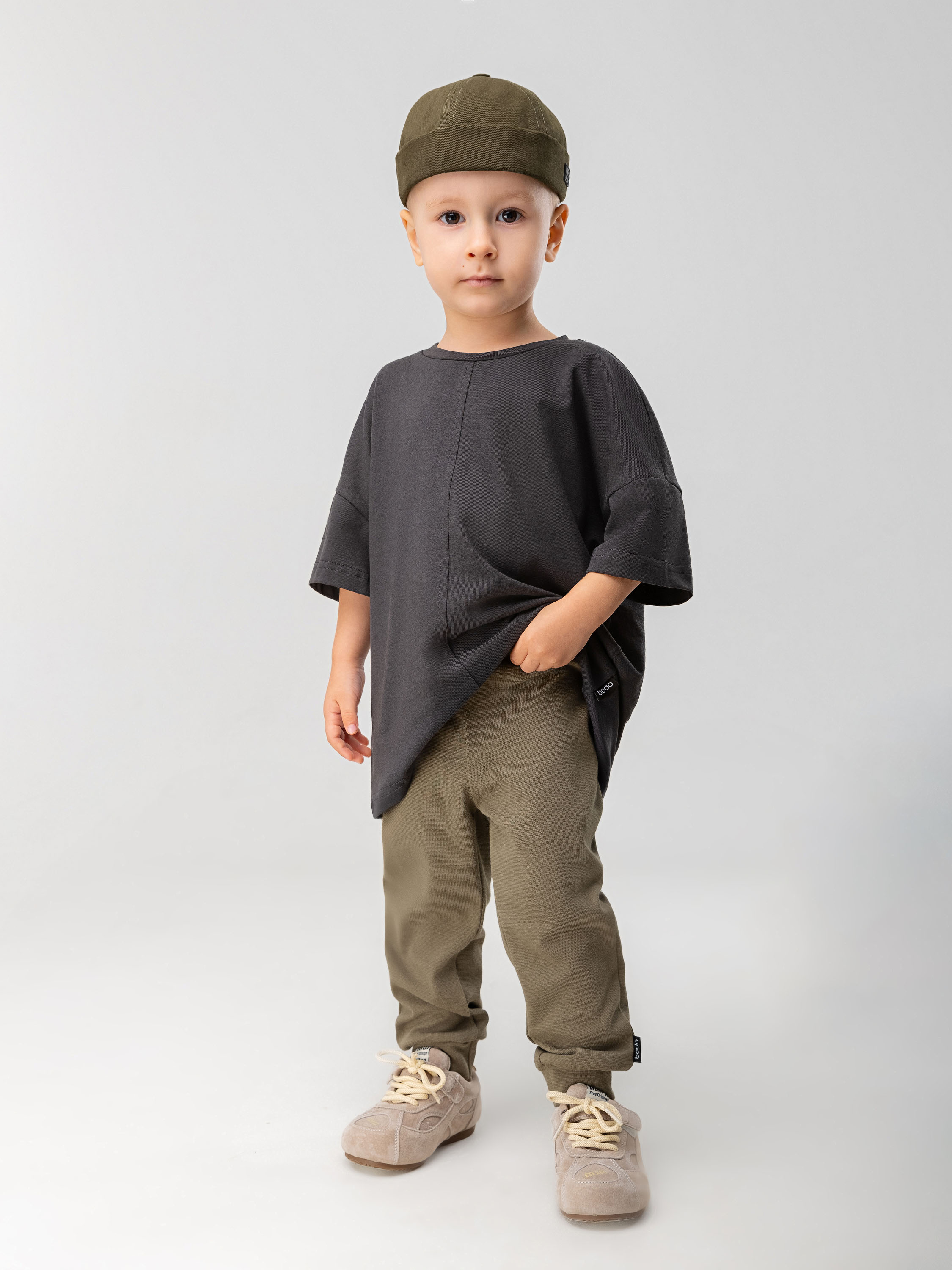 Изображение товара Детские брюки для малышей из рибаны с высокой посадкой и эластичным поясом