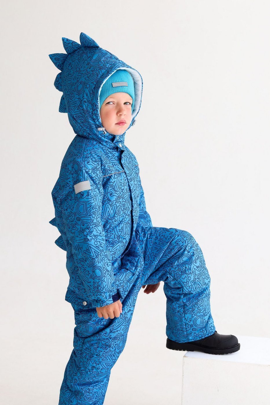 Комбинезон MINIDINO B-KOM-002/2Комбинезон детский зимний Дино принт Дудл лазурь - фото 1