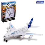 Самолёт Автоград металлический «Пассажирский» инерционный световые и звуковые эффекты цвет бело-синий