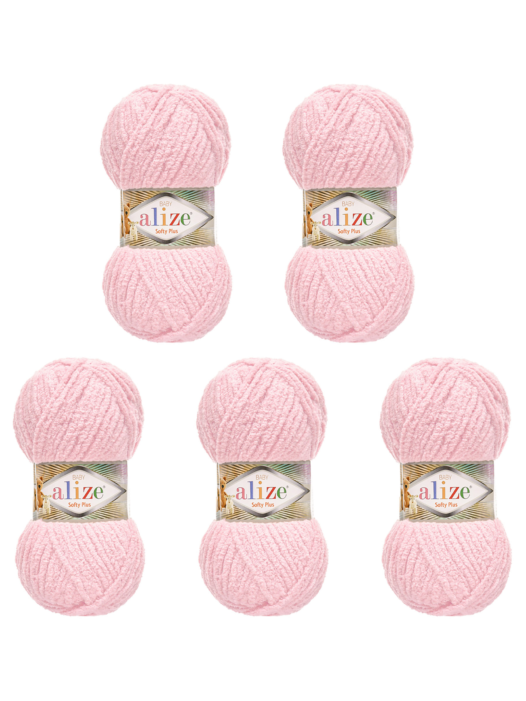 Пряжа для вязания Alize softy plus 100 г 120 м микрополиэстер мягкая плюшевая 31 светло-розовый 5 мотков - фото 6