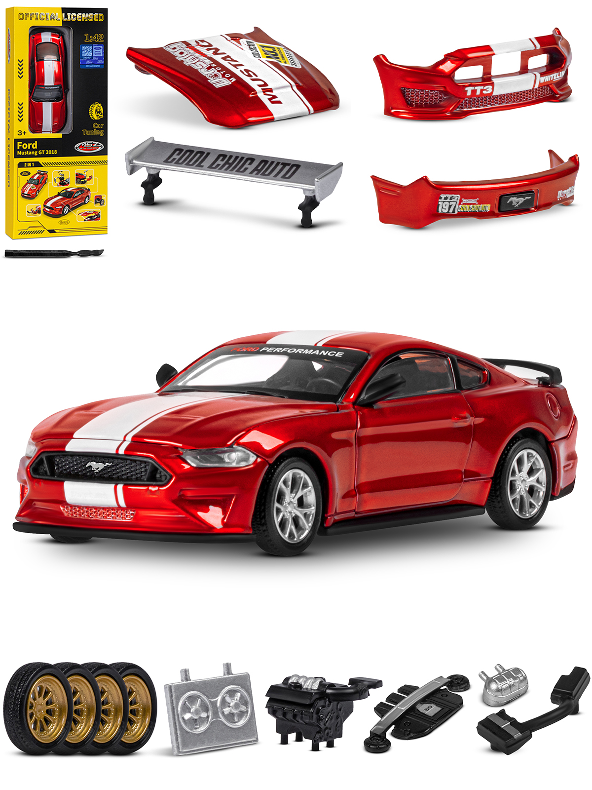 Автомобиль AUTODRIVE Ford Mustang Сборная модель 1:42 JB1251641 - фото 8