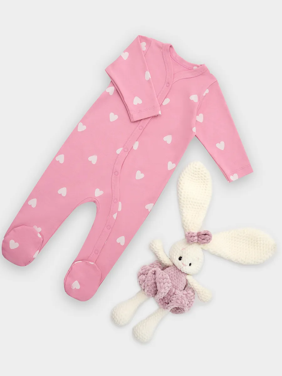 Комбинезон 2 шт Mark Formelle (Марк Формэль) 14005-2/сердечки на молоке +сердечки на розовом - фото 14