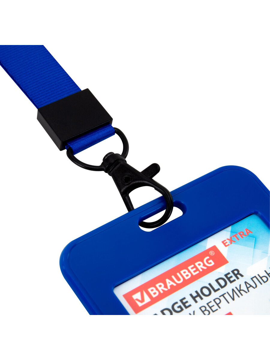 Бейдж Brauberg синий с лентой и карабином - фото 7