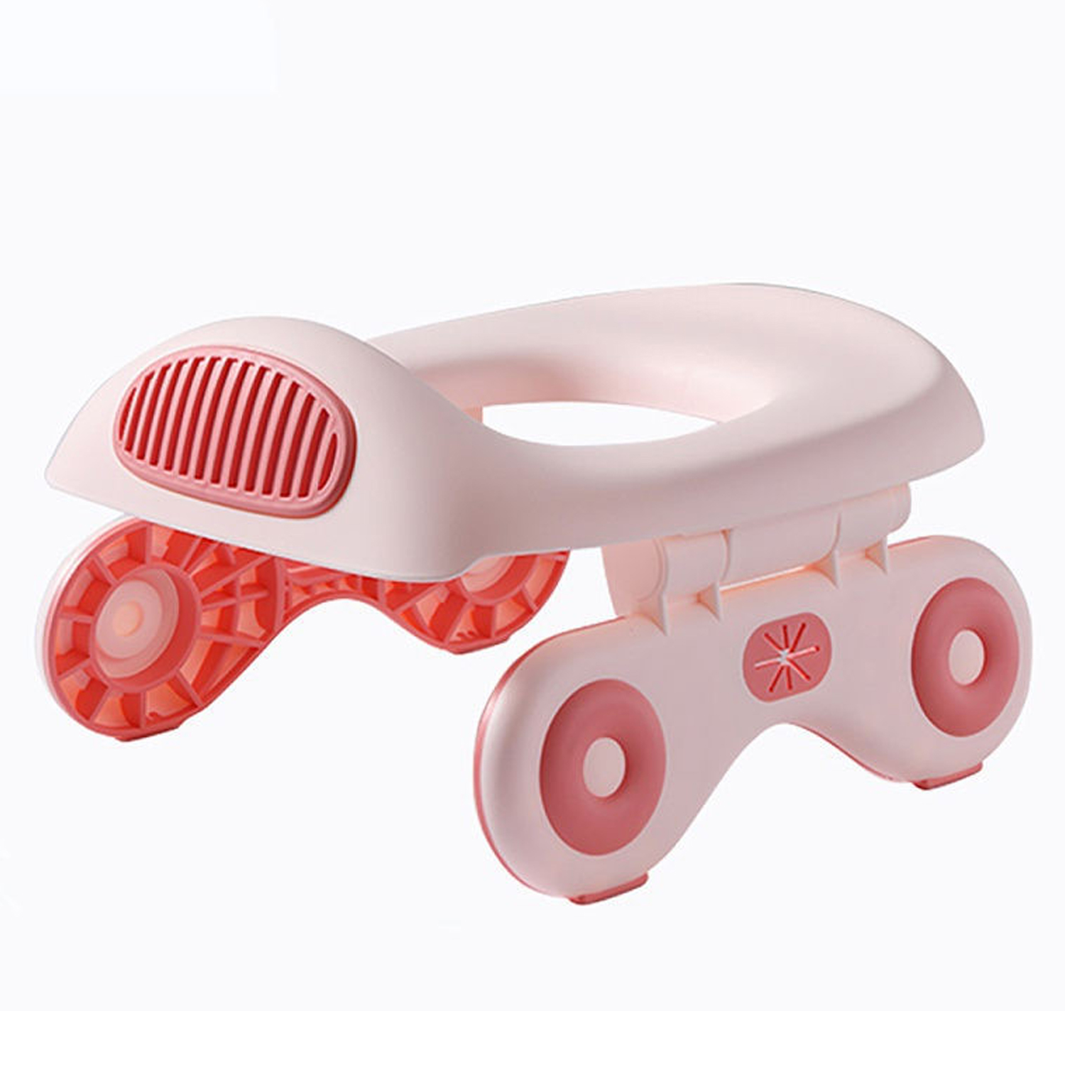 Горшок-накладка на унитаз LaLa-Kids дорожный складной + 10 одноразовых пакетов розовый - фото 1