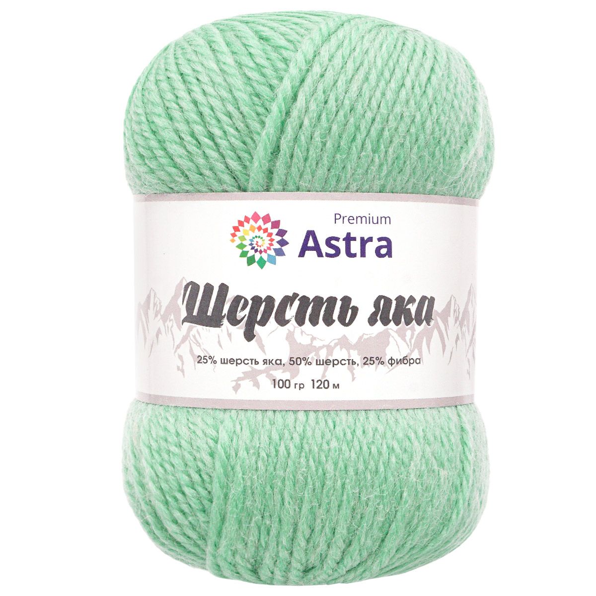 Пряжа Astra Premium Шерсть яка Yak wool теплая мягкая 100 г 120 м 02 мятный 2 мотка - фото 9