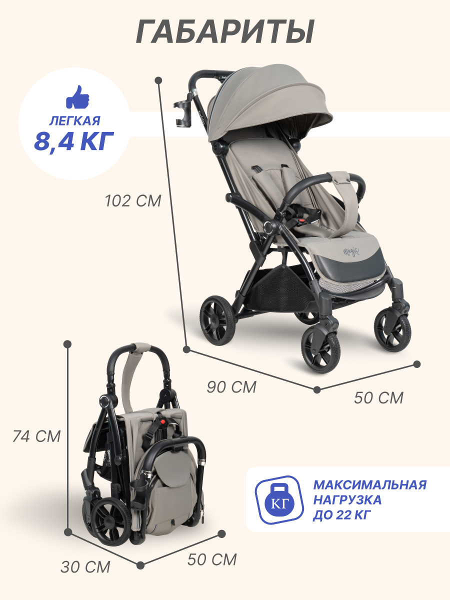 Коляска прогулочная Farfello Magic серый - фото 9