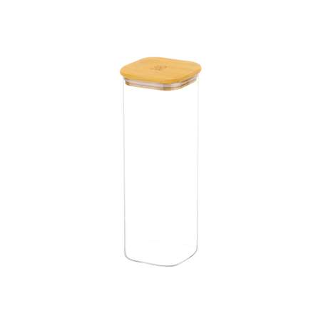 Банка для хранения Elan Gallery 2 л 10х10х28.5 см Crystal glass стеклянная с бамбуковой крышкой с силиконовой прокладкой