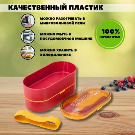 Ланчбокс для обеда iLikeGift Matt red с приборами