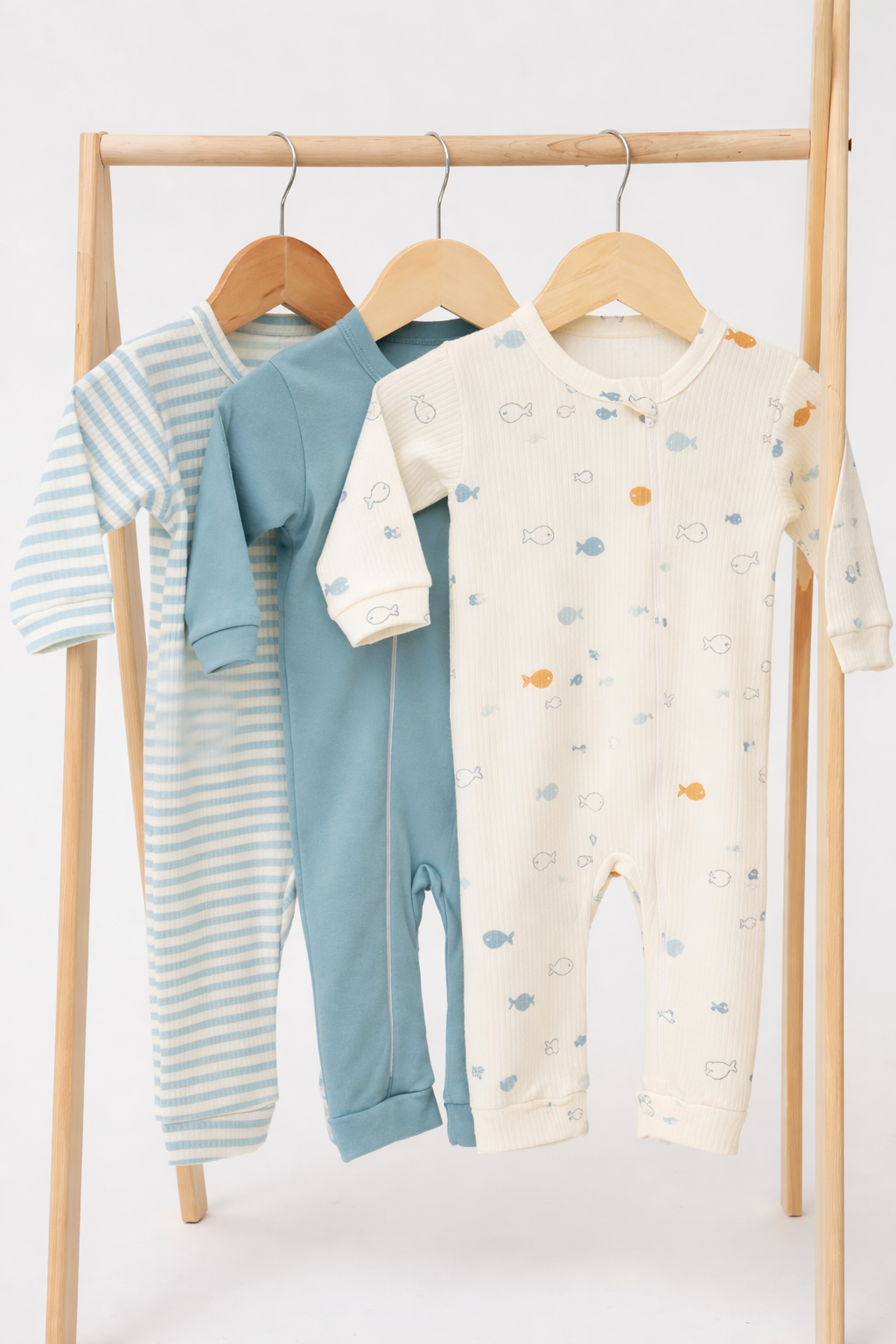 Комбинезон 3 шт Супер Пупс нбр/3пр/кмбнмол/голубыерыбки - фото 1