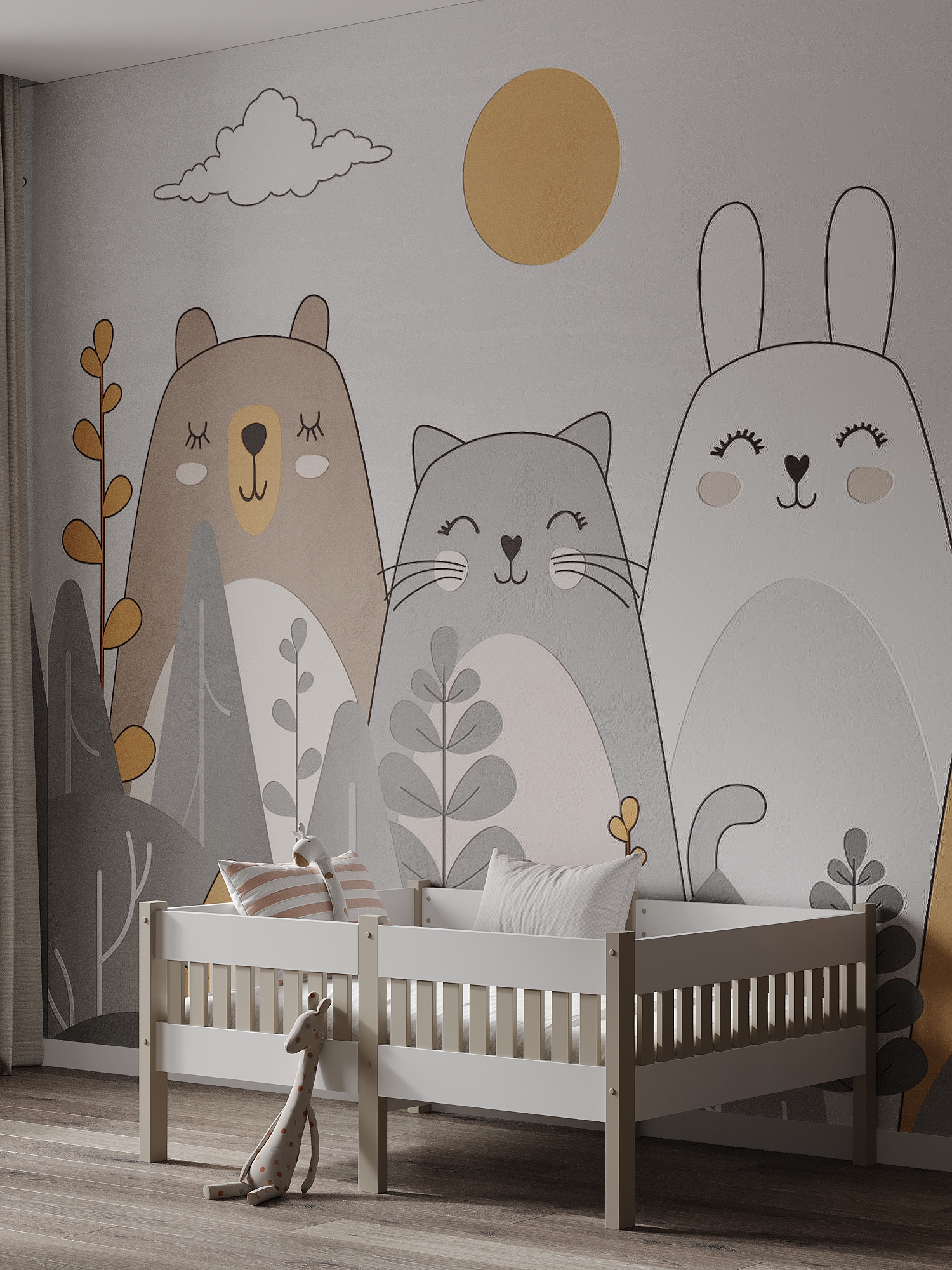 Кровать Moms charm Бортики (белый, бежевый) - фото 9