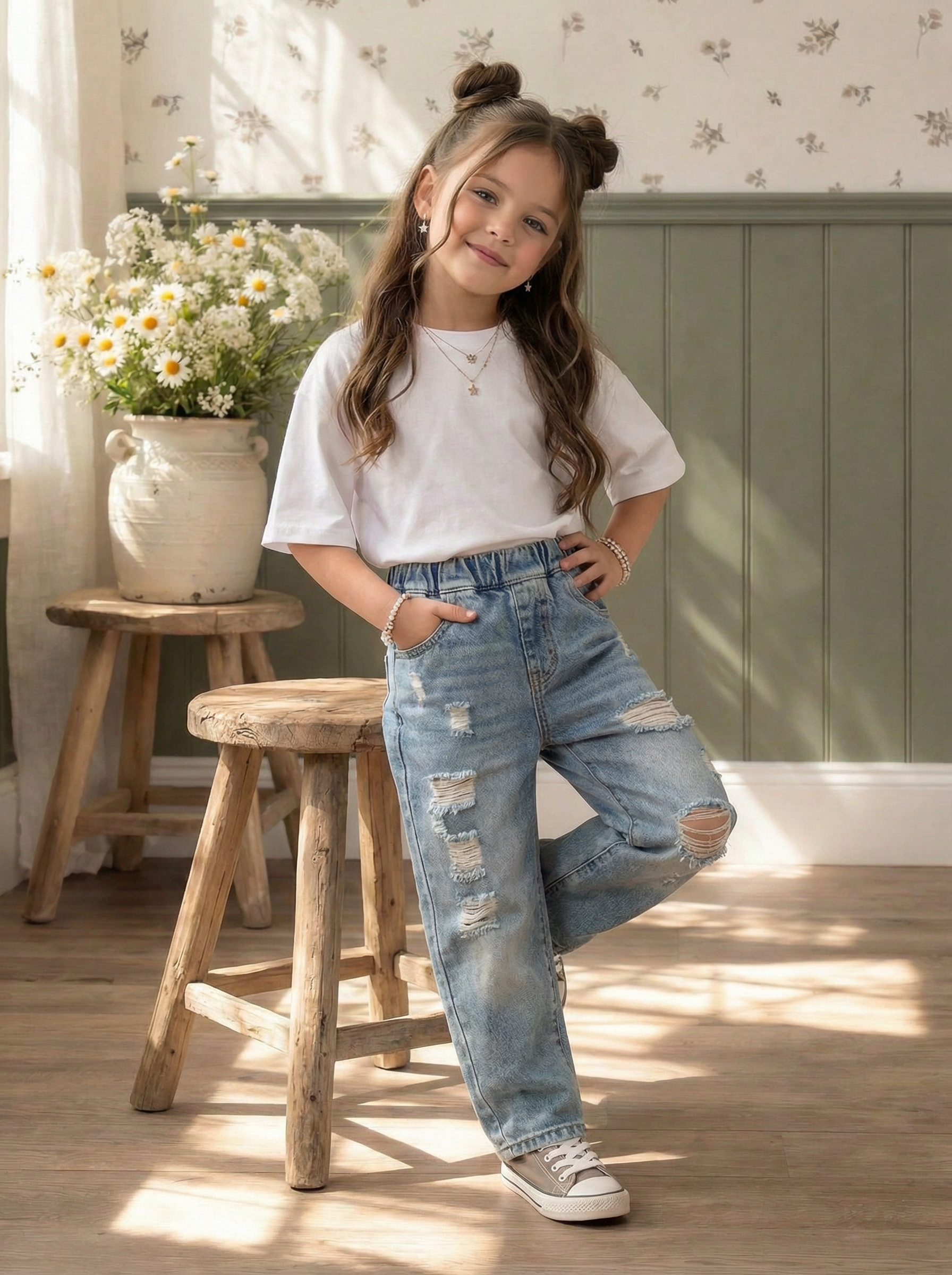 Джинсы Artcher kids Jeans0017Голубые_рваные - фото 5