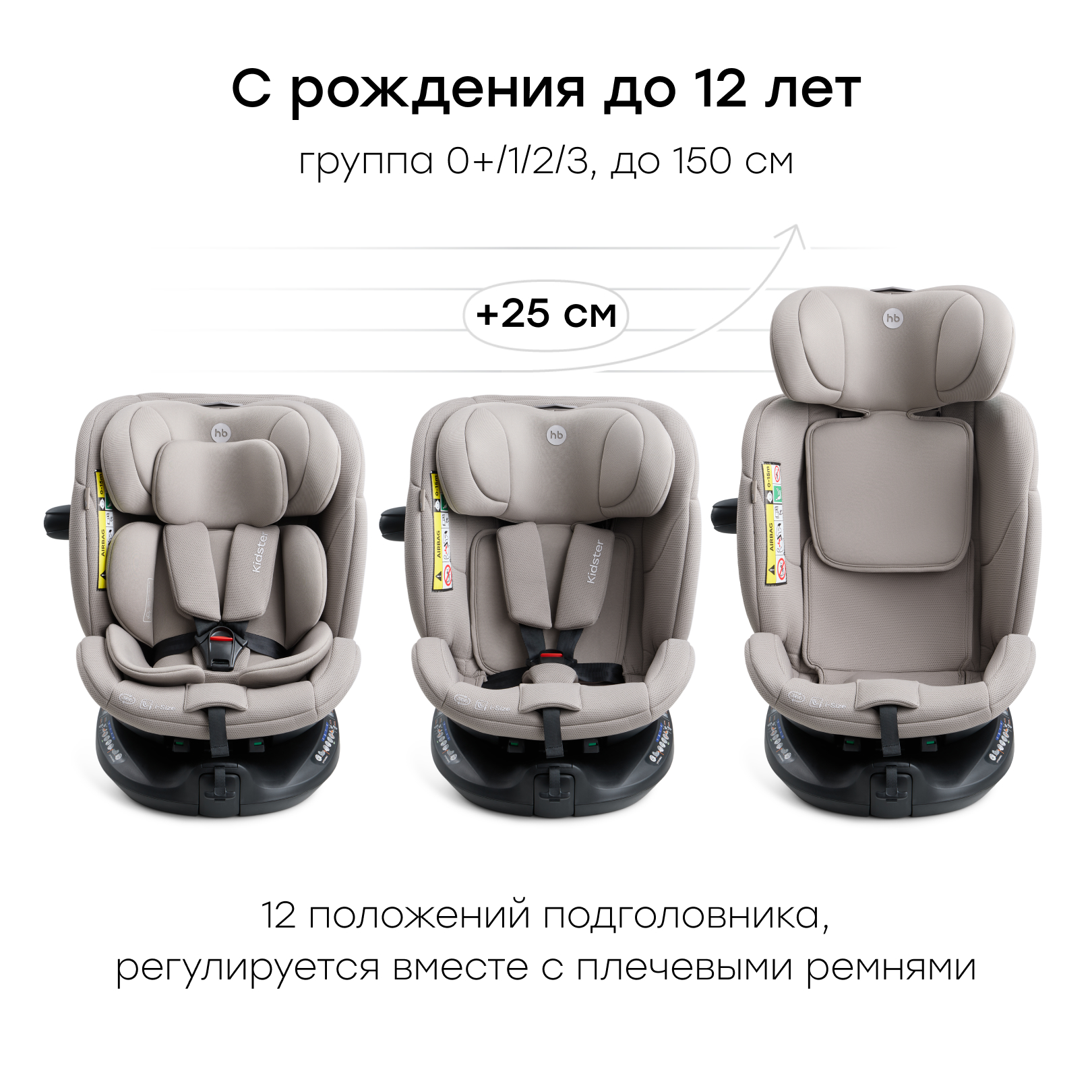 Автокресло Happy Baby Kidster Isofix 0+/1/2/3 (0-36 кг) бежевый - фото 3