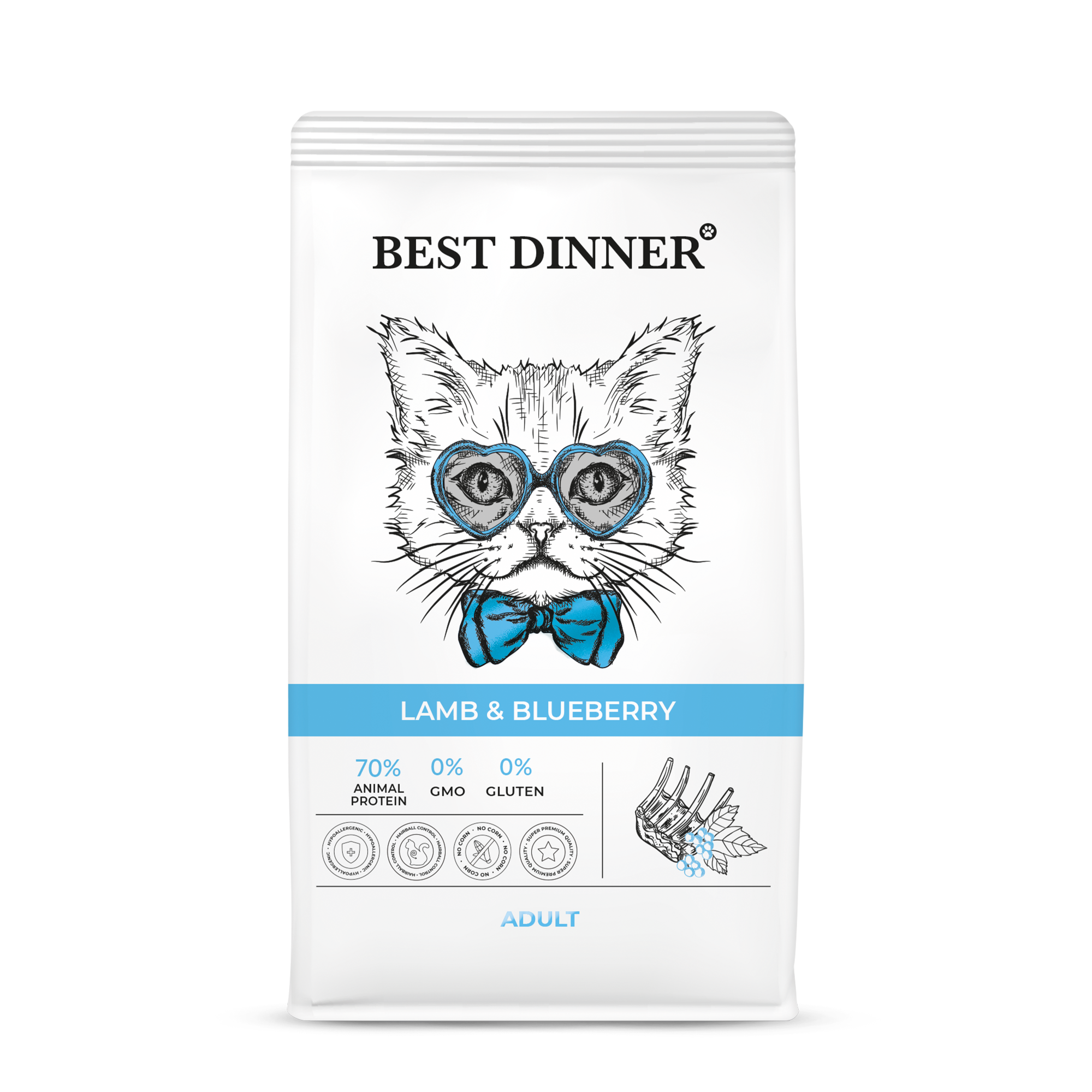 Корм для кошек Best Dinner 1.5кг Эдалт ягненок-голубика - фото 1
