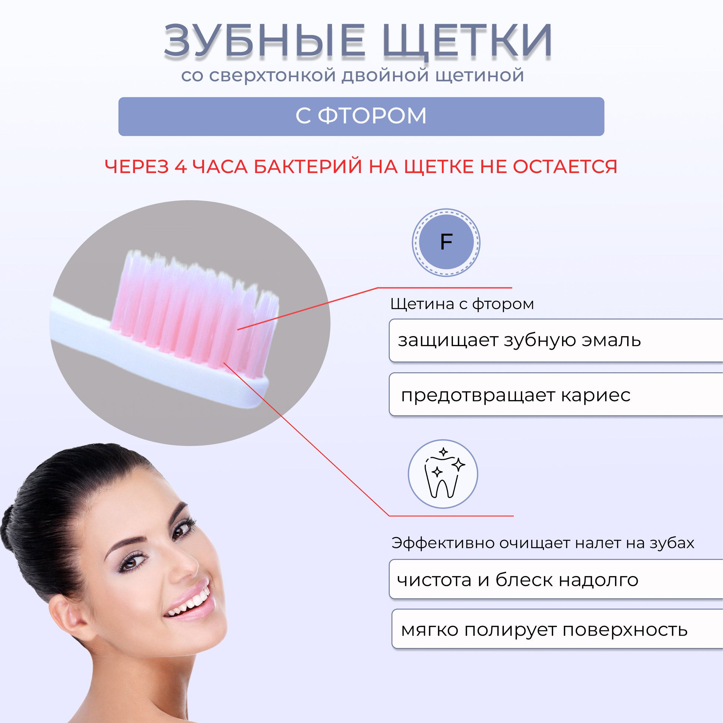 Зубная щетка классическая DENTAL CARE 4 шт. - фото 3