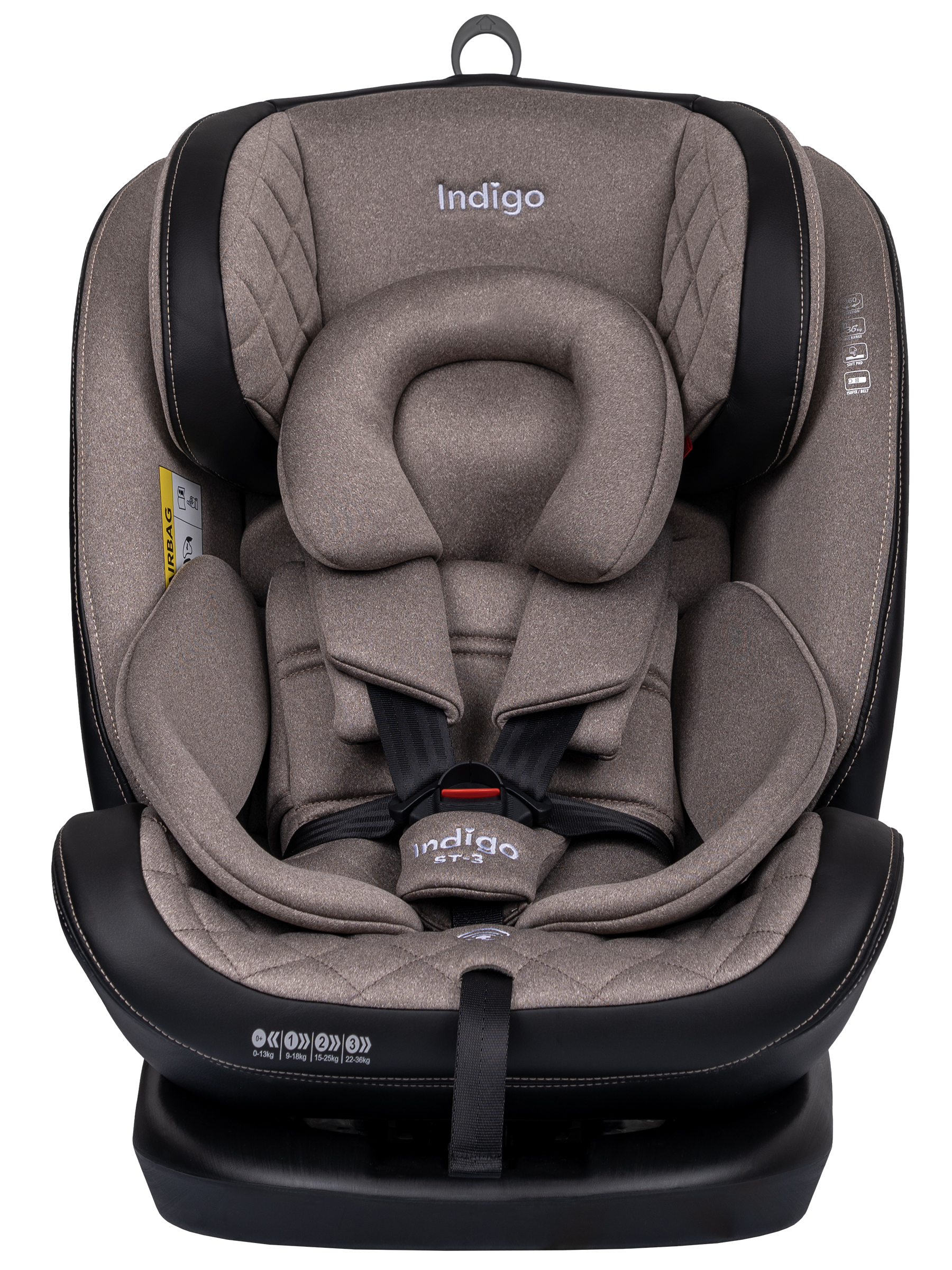 Автокресло Indigo Aero, бежевый Isofix 0+/1/2/3 (0-36 кг) - фото 7