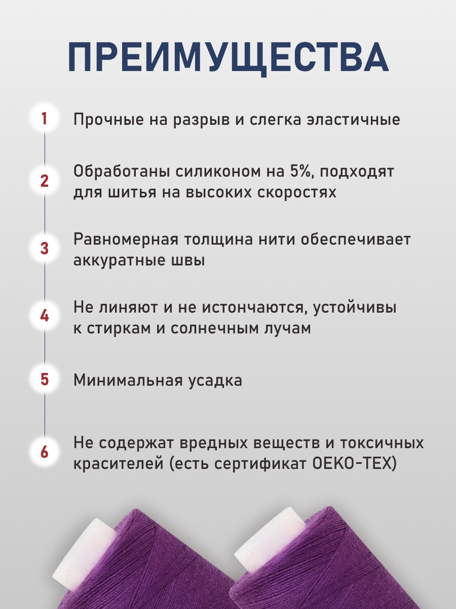 Нитки для шитья 40/2 Bestex 10шт цв 68 - фото 3