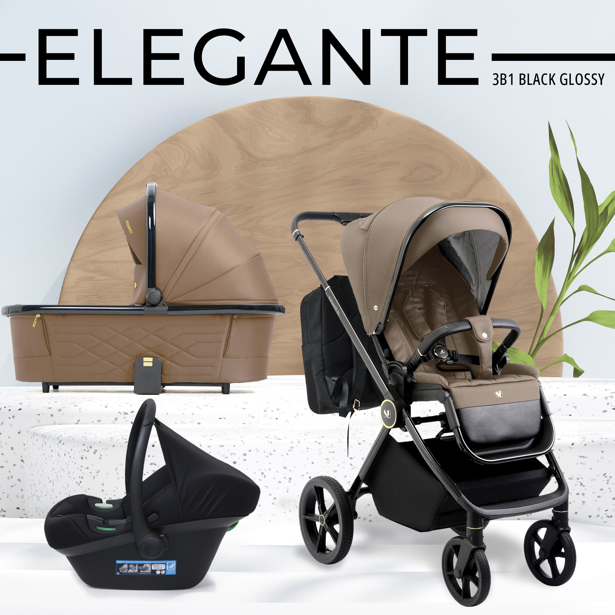 Коляска 3в1 Sweet Baby Elegante Brown коричневый - фото 1