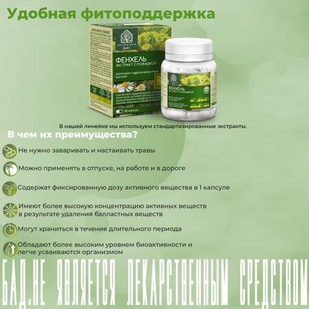 БАД Экстракт-ВИС Фенхель Экстракт с ромашкой капсулы массой 0,63г №30
