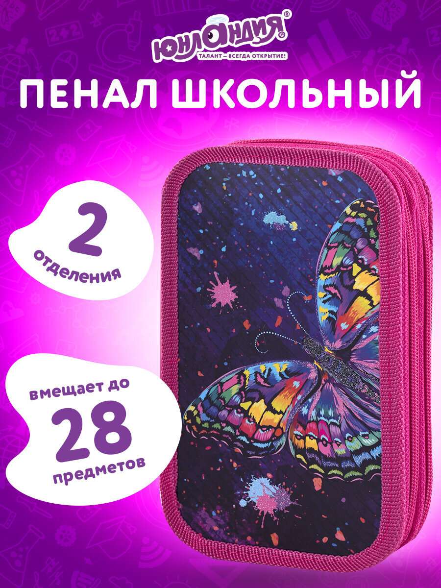 Изображение товара Школьный пенал Юнландия Black kitten двухкамерный яркий дизайн Изображение товара Школьный пенал Юнландия Black kitten двухкамерный яркий дизайн