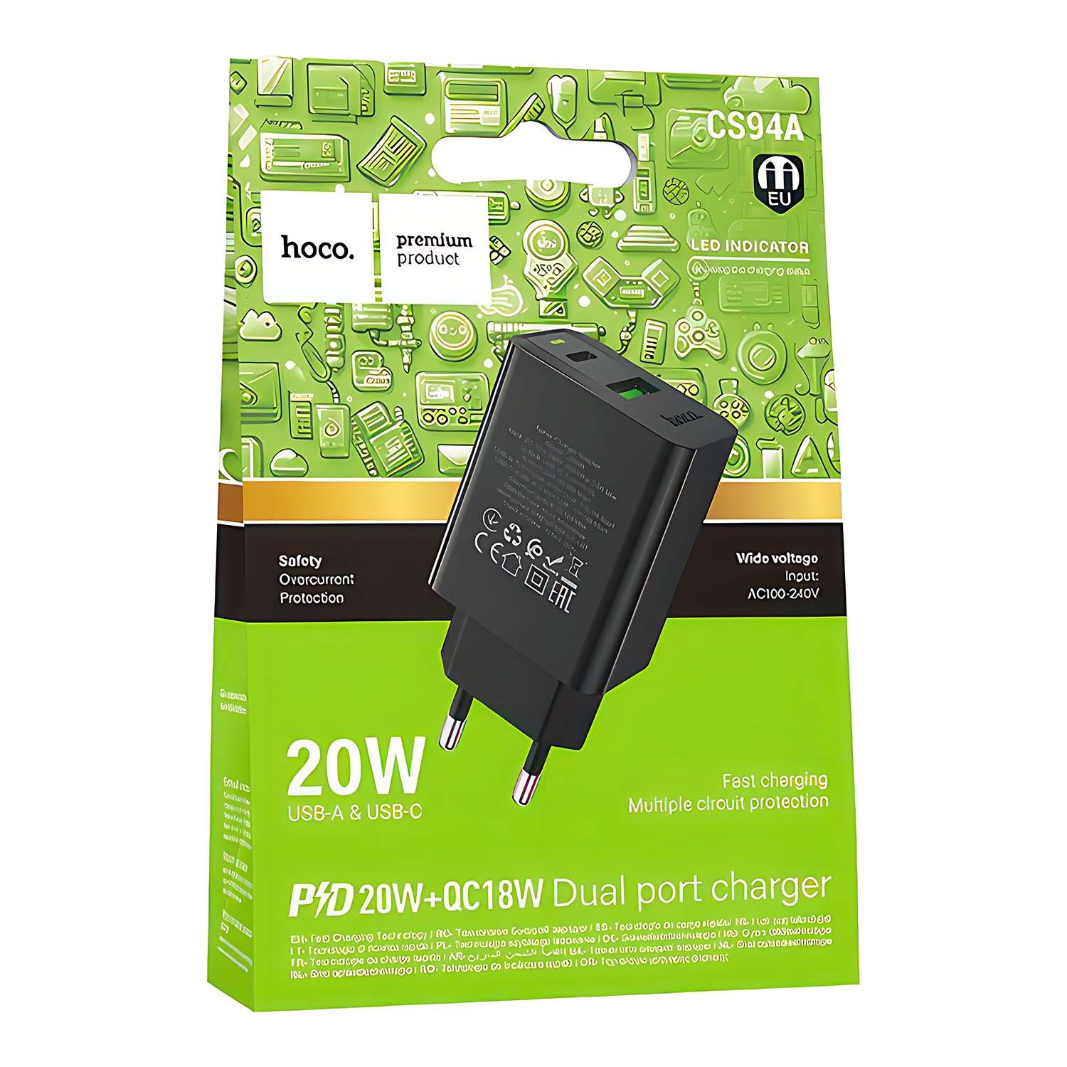 Сетевое зарядное устройство hoco Leader USB USB-C 3А черный - фото 2