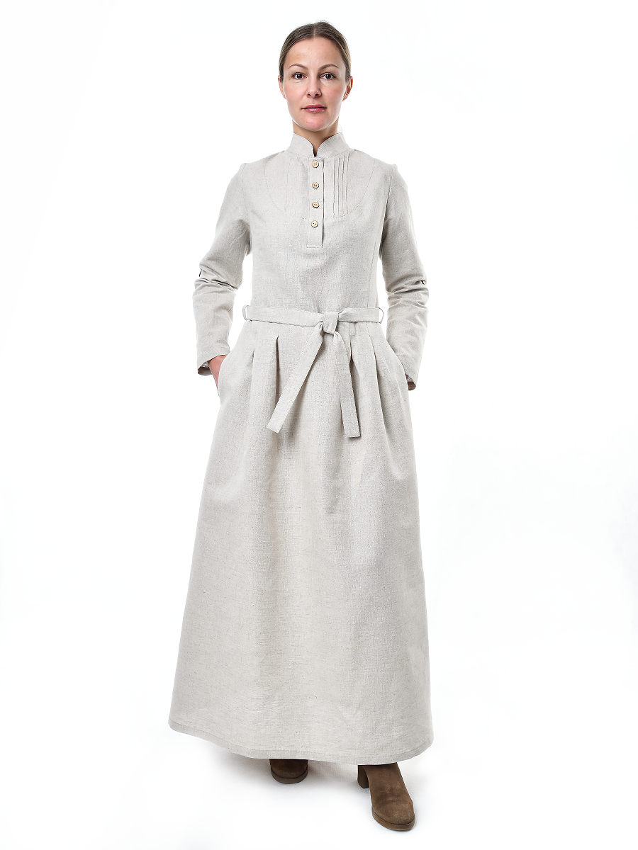 Платье Льняная Горница пл025-02/светло-серый - фото 3