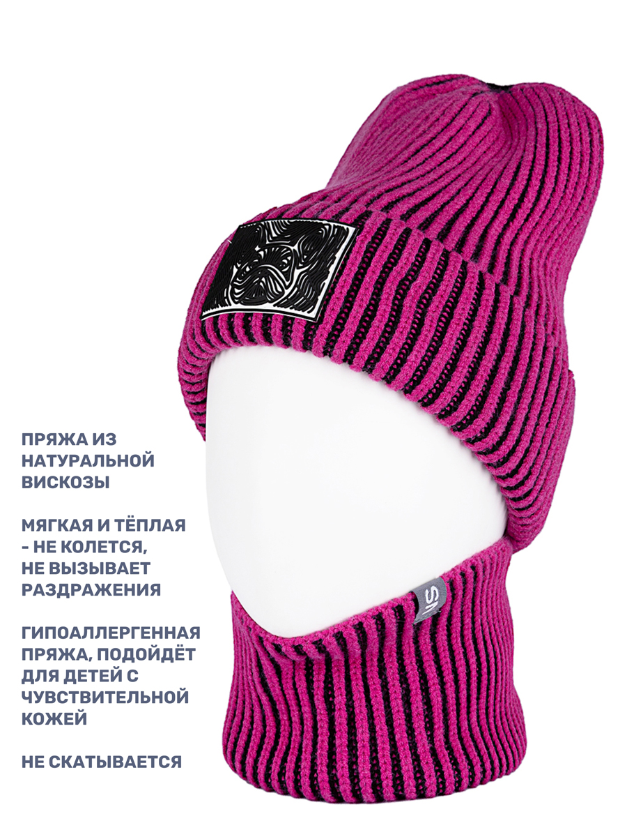 Комплект шапка и снуд NIKASTYLE 12з16624 черный/фуксия - фото 3