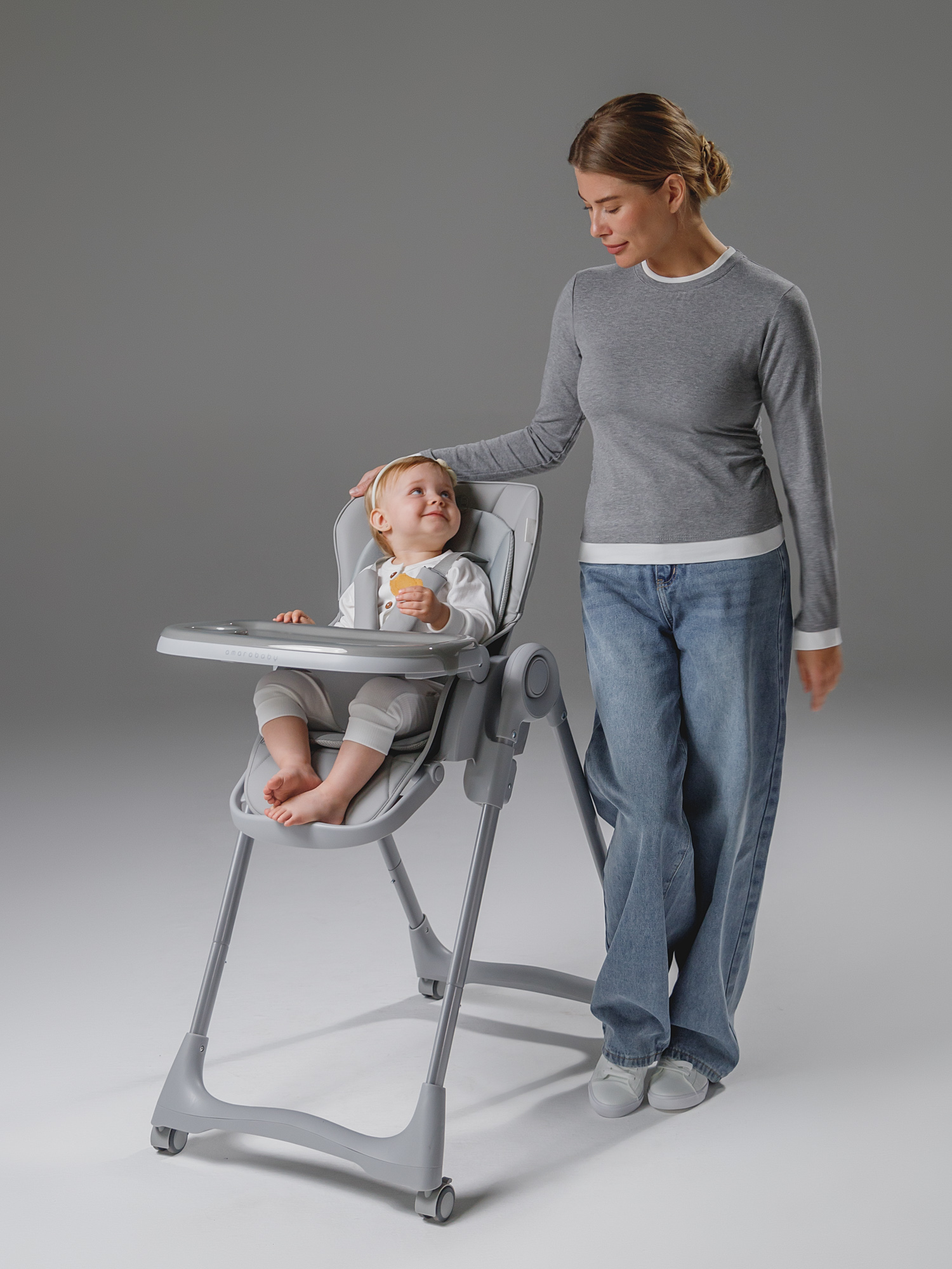 Стульчик для кормления Amarobaby Gourmet коричневый - фото 26