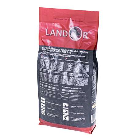Корм для кошек Landor живущих в помещении утка с рисом 2кг