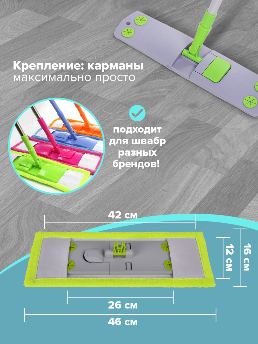 Сменная насадка Лайма для швабры плоская из микрофибры 40см - фото 2
