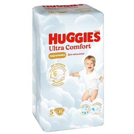 Подгузники Huggies Ultra Comfort для мальчиков 5 (12-22 кг) 15 шт.