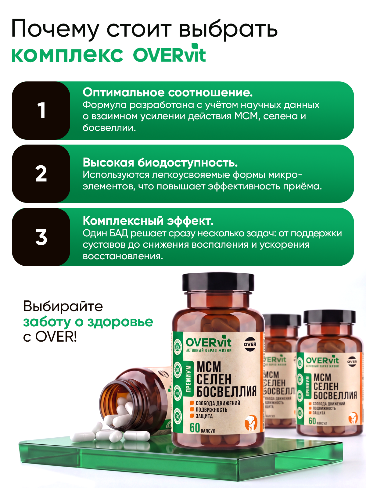МСМ + селен + босвеллия OVER Бад для суставов и связок 60 капсул - фото 7