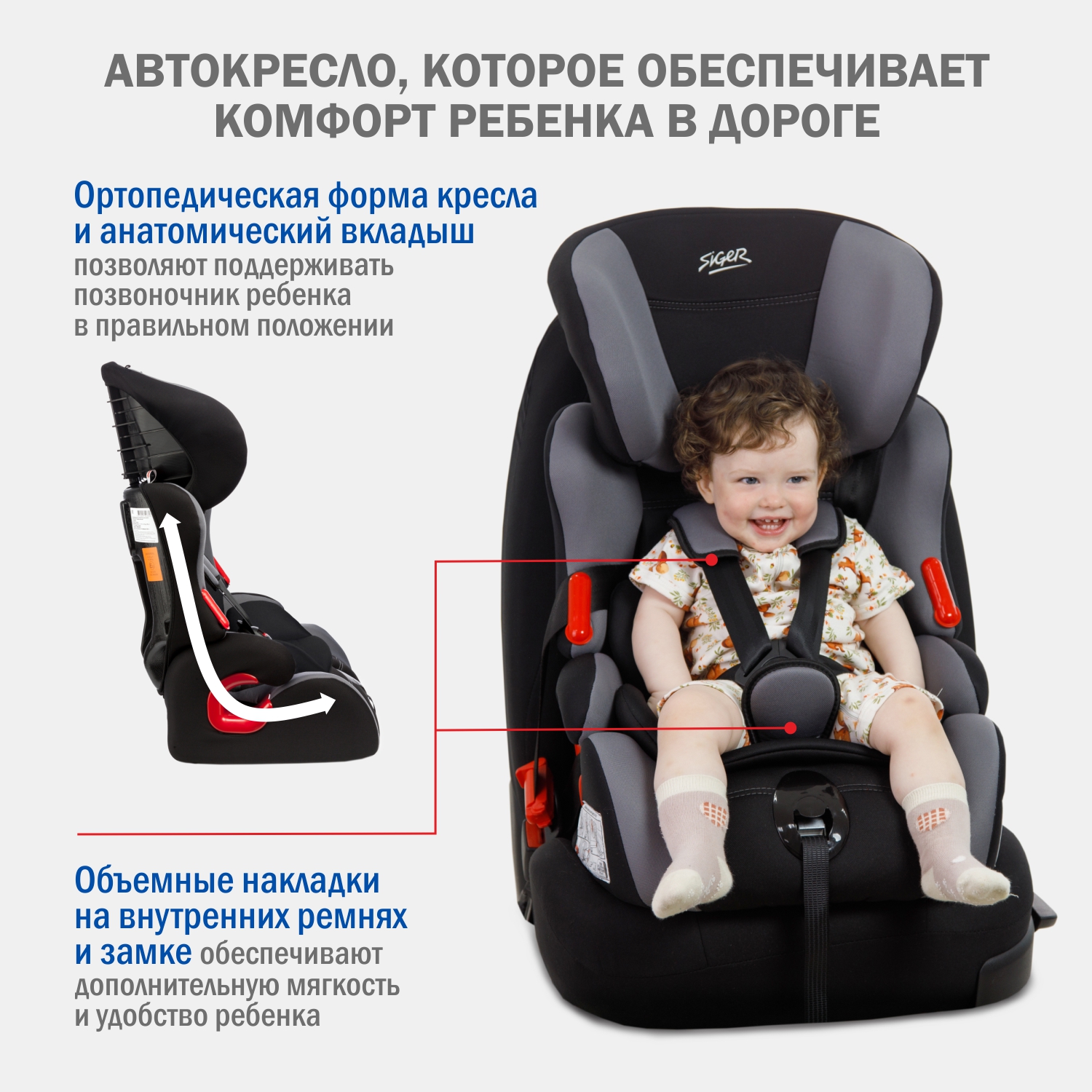 Автокресло SIGER Космо 1/2/3 (9-36 кг) - фото 7