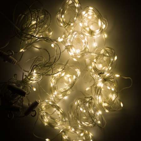 Гирлянда штора 3м х 3м SXMas Гирлянда штора с LED лампами 100шт цвет белый теплый Питания 220В и USB