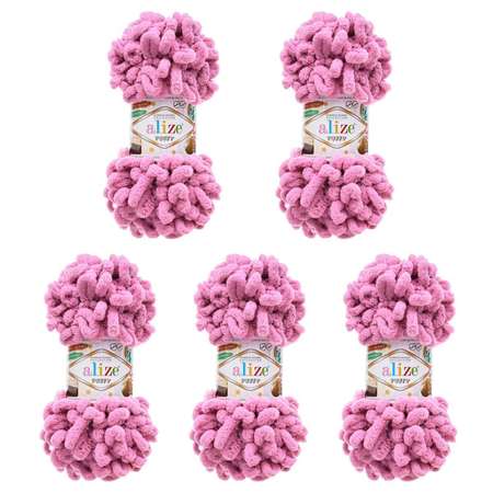 Пряжа для вязания Alize puffy 100 г 9 м микрополиэстер фантазийная плюшевая 98 сухая роза 5 мотков