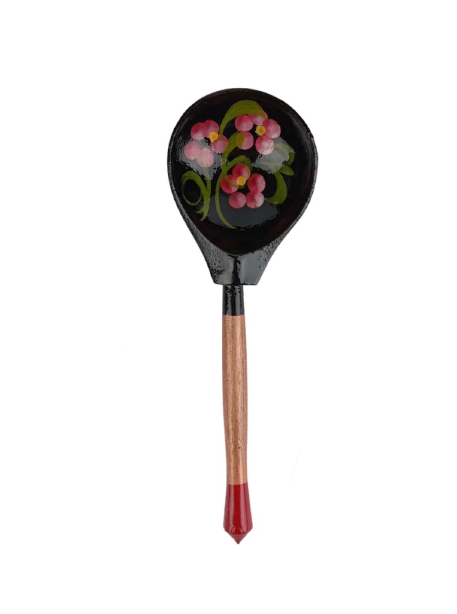 Ложка столовая Хохлома Оптом деревянная музыкальная Красный цветок - 50 шт. - фото 4