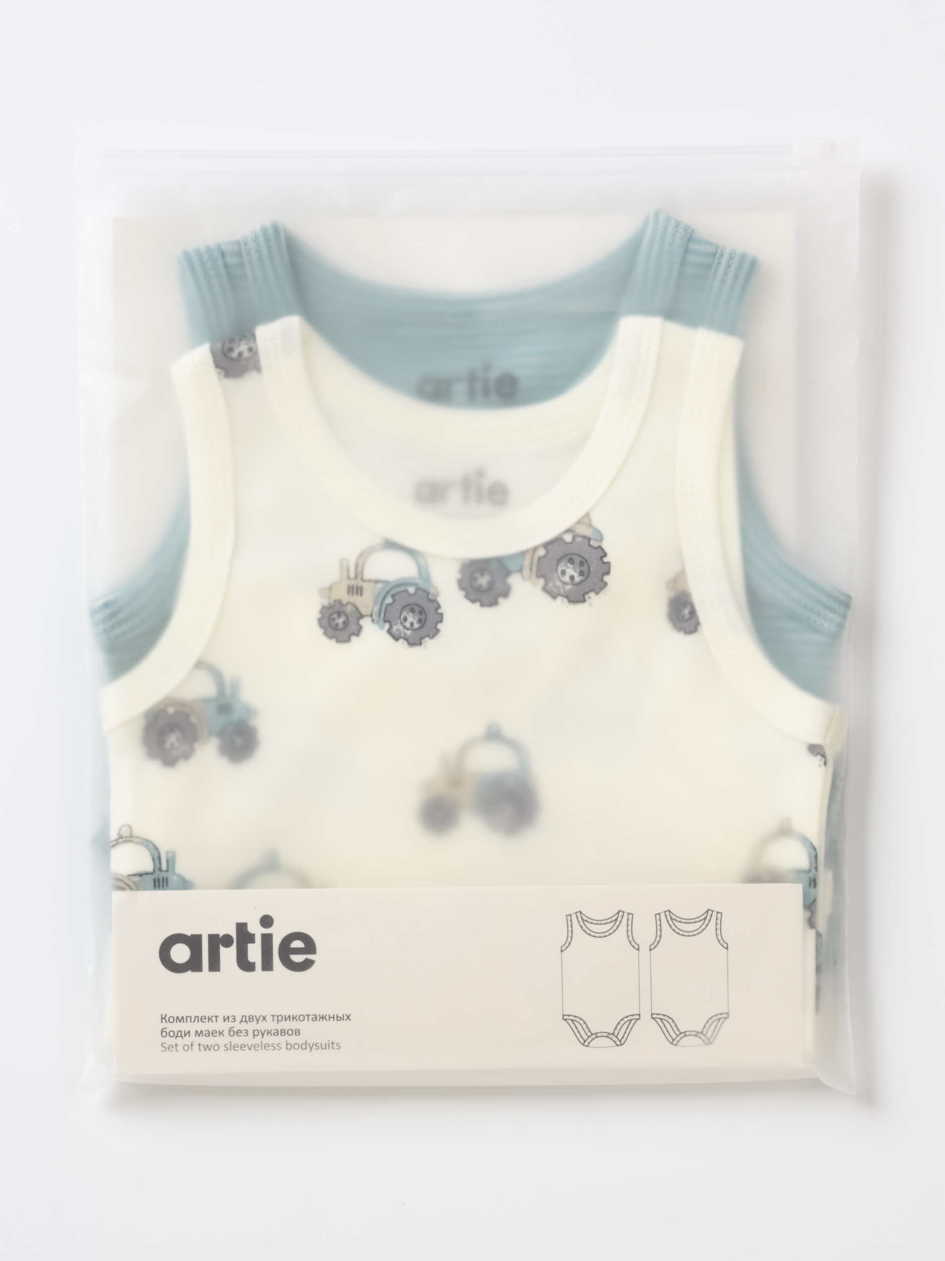 Боди 2 шт artie S25B17BM2-1488M/Молочный-бирюзовый - фото 6