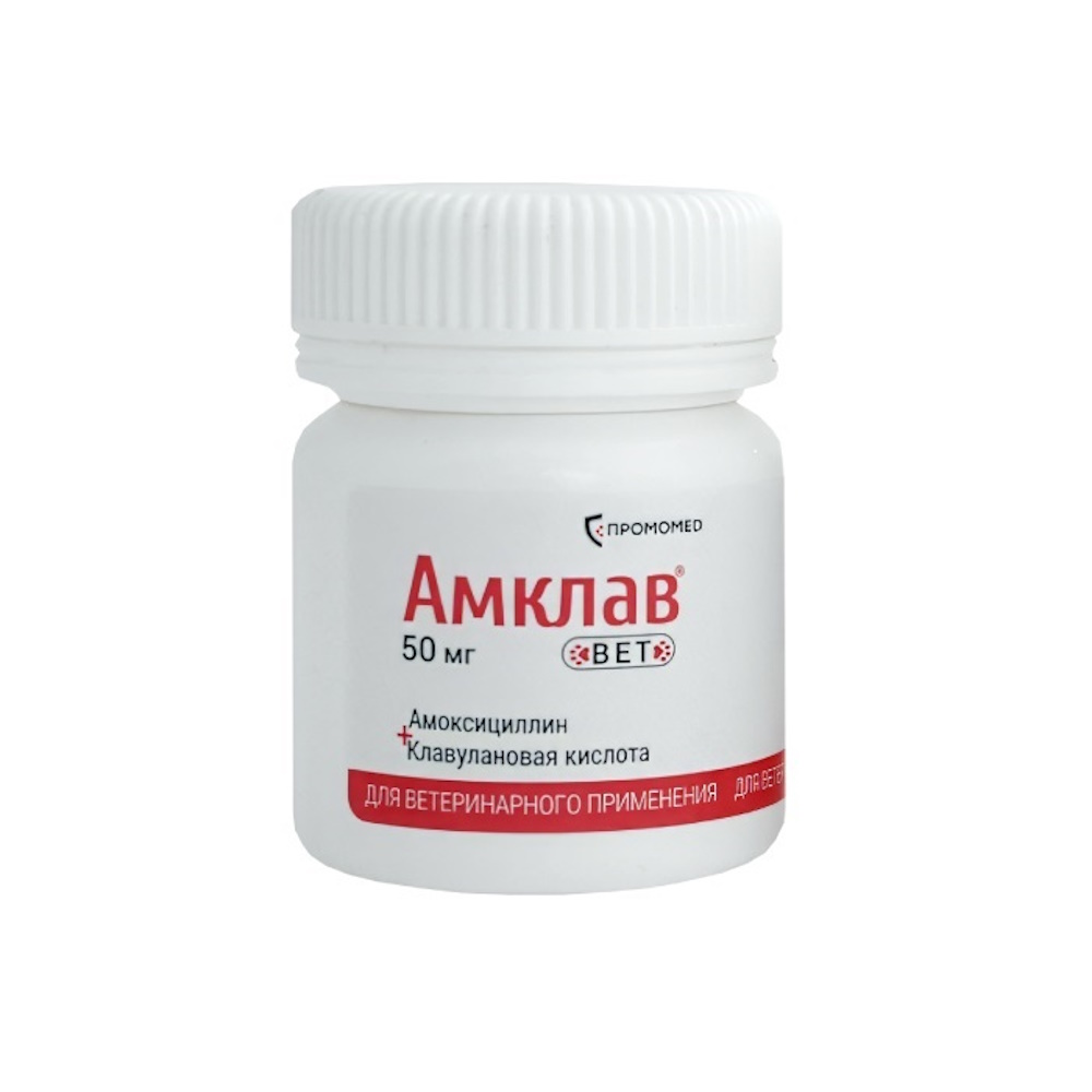 Таблетки Амклав вет для приема внутрь 50мг №10 - фото 1