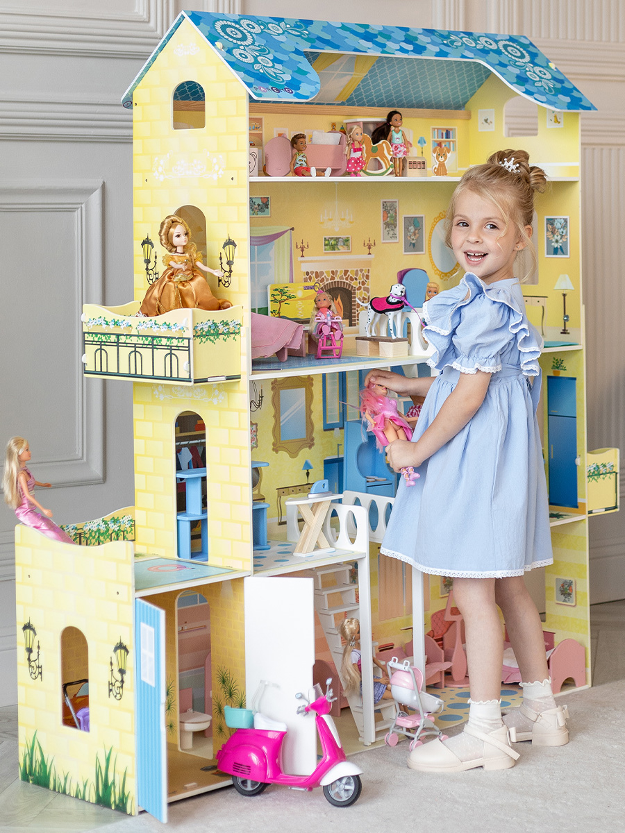 Изображение товара Домик для кукол PAREMO Лира 135 см с мебелью деревянный 4 этажа