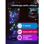 Электрогирлянда Золотая сказка светодиодная Роса 20 ламп 2 м многоцветная на батарейках