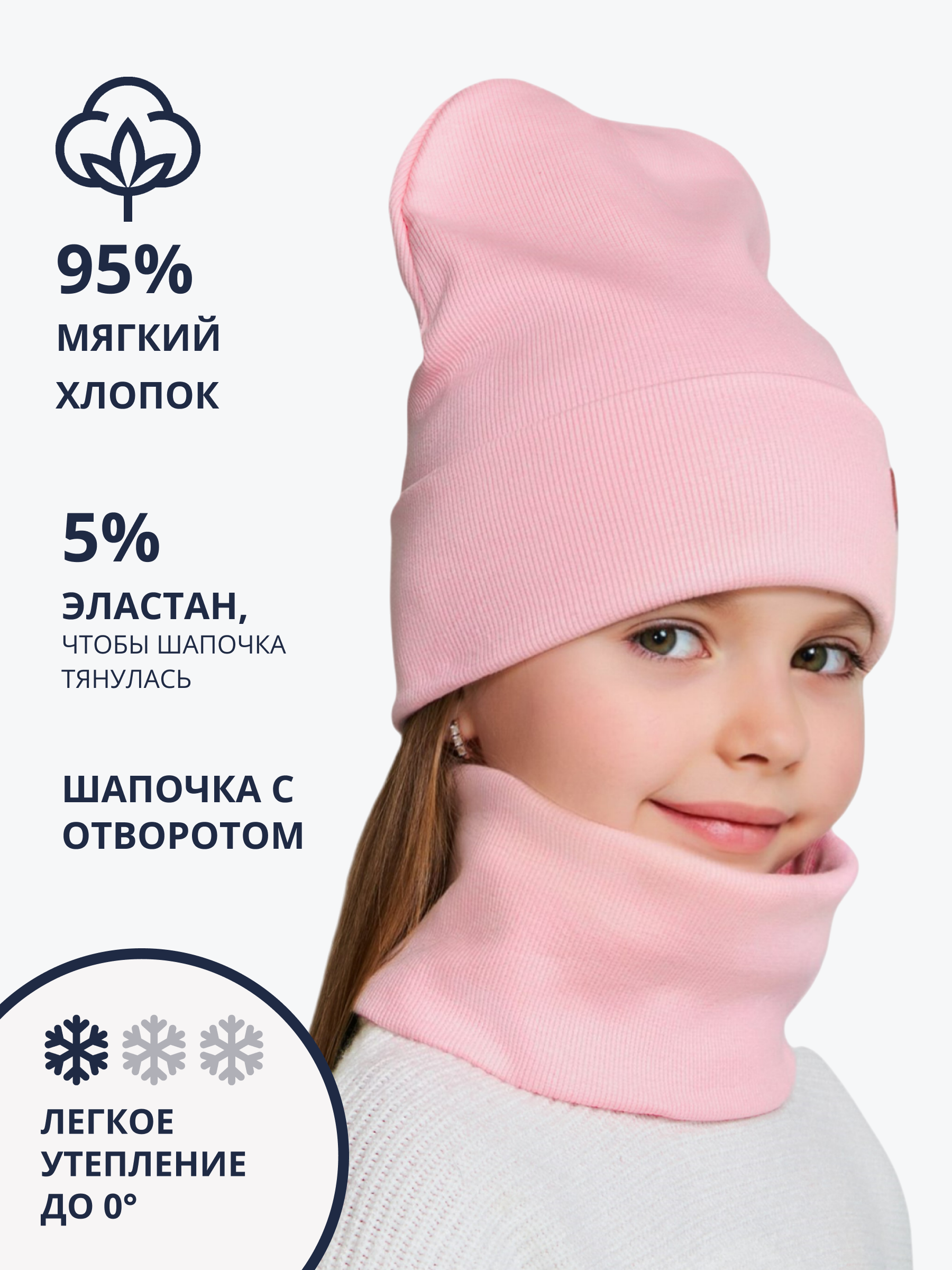 Шапка и снуд NYCkids NYC-H-70-KashOtvG-Lpink - фото 5
